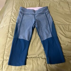 Lululemon Training Tough Cropped Leggings Poseidon Blue